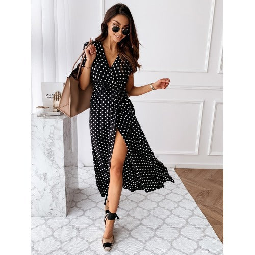 Bohemian Wave Point Print Long Dress
