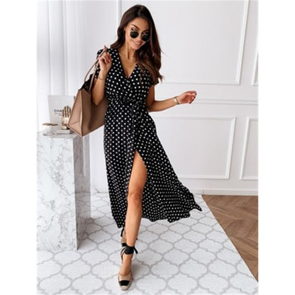 Bohemian Wave Point Print Long Dress