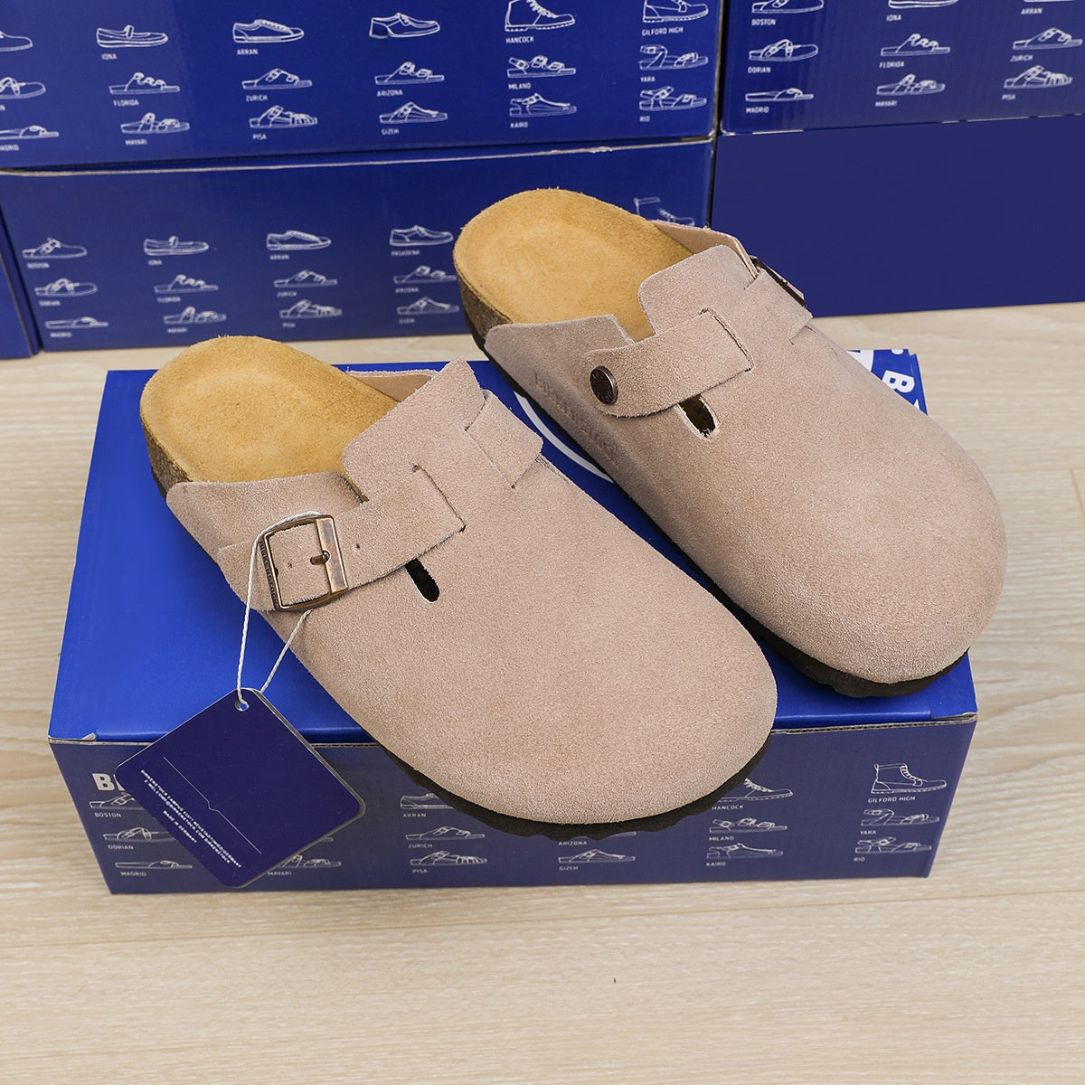 boken Cork Cowhide Slippers
