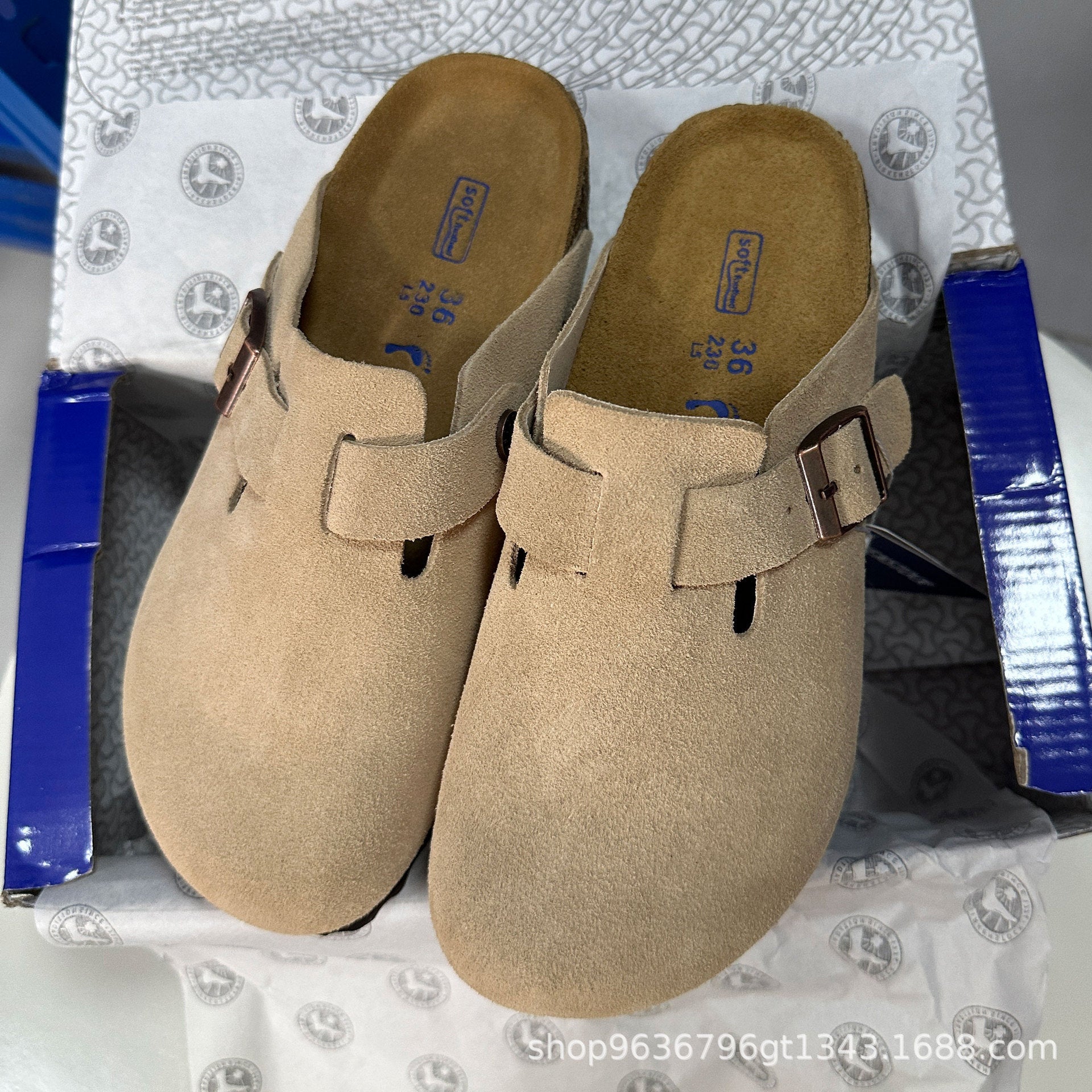 boken Cork Cowhide Slippers
