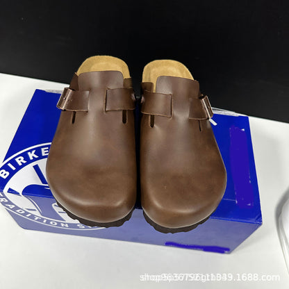 boken Cork Cowhide Slippers