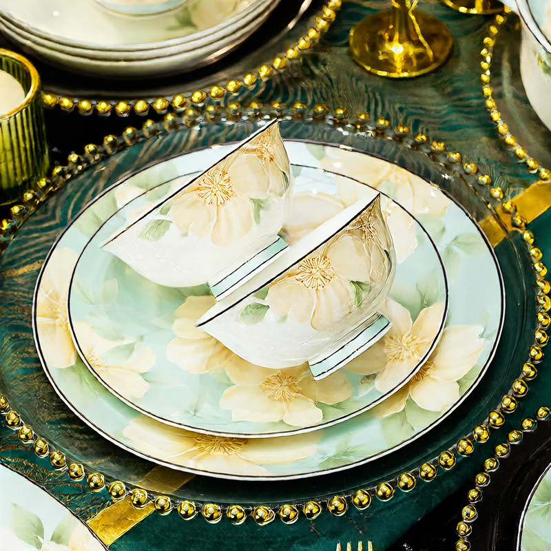 Bone China Dinnerware Set Floral Design