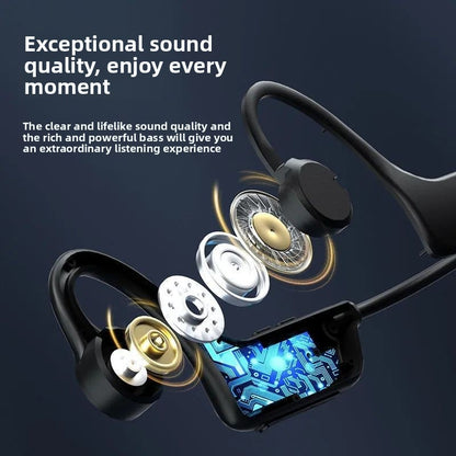 Bone Conduction Bluetooth Earphones with Memory and Display