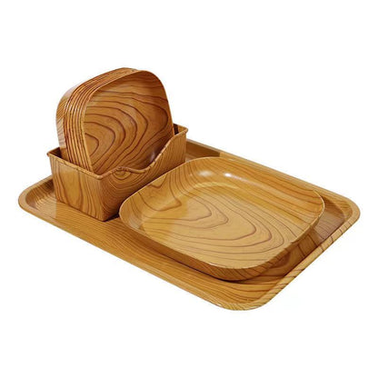 Bone dish wood grain tray