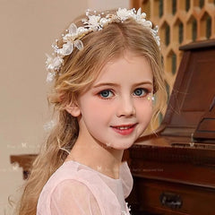 Blue beaded flower ribbon headband