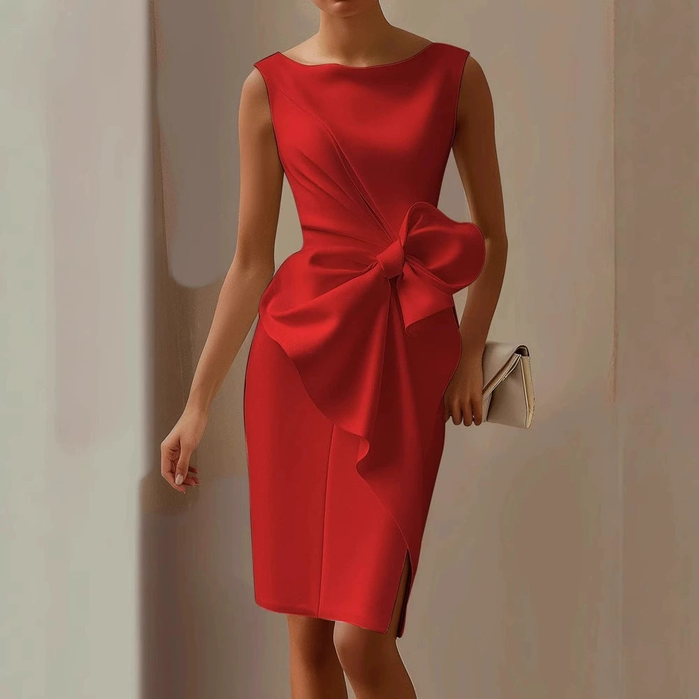 Bow Decor Sleeveless Vest Dress