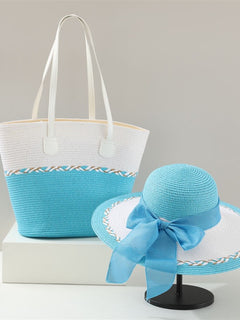 Bow hat set-blue