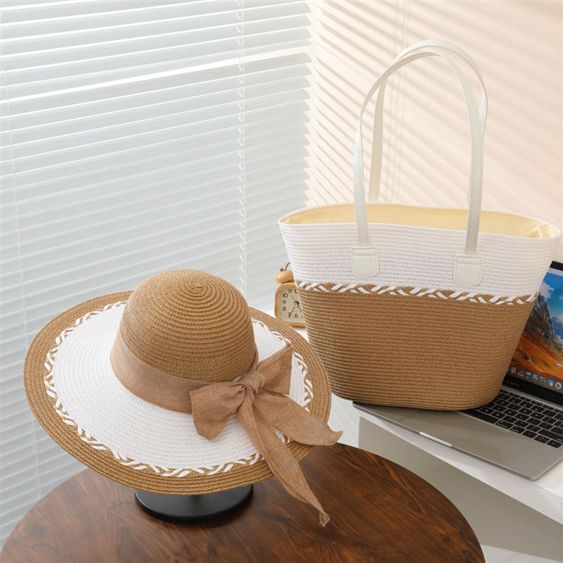 Bow Design Sun Hat and Bag Set