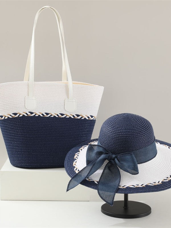 Bow Design Sun Hat and Bag Set