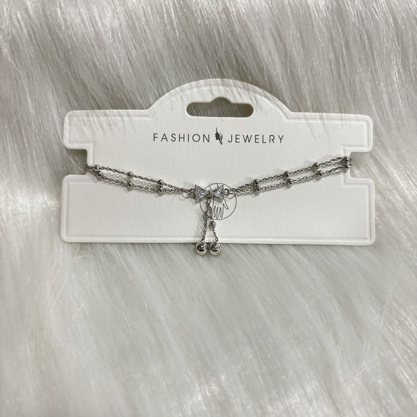 Bow Design Titanium Steel Bracelet with Geometric Pendant
