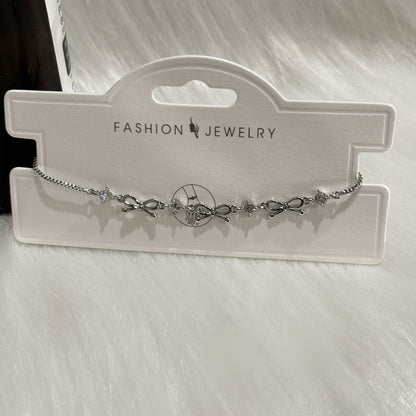 Bow Design Titanium Steel Bracelet with Geometric Pendant