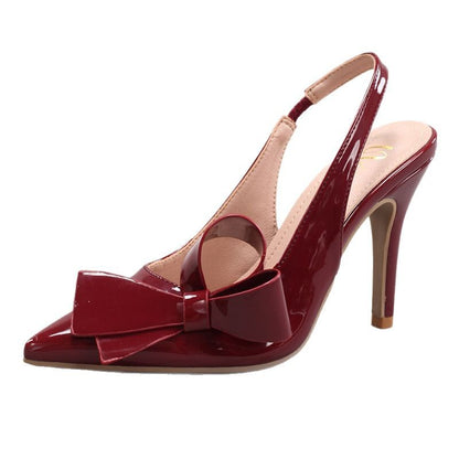 Bow High Heel Sandals Pointed Toe Ankle Strap