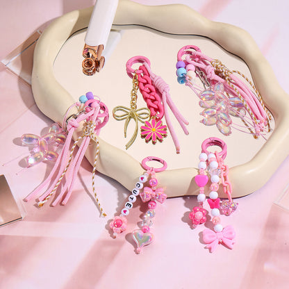 Bow Letter Beaded Keychain Pendant