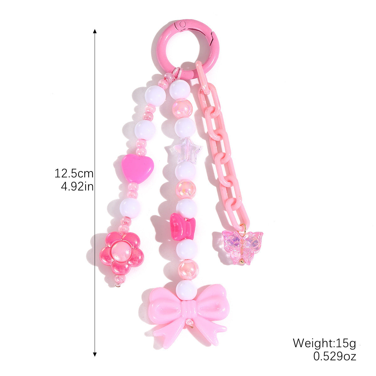 Bow Letter Beaded Keychain Pendant