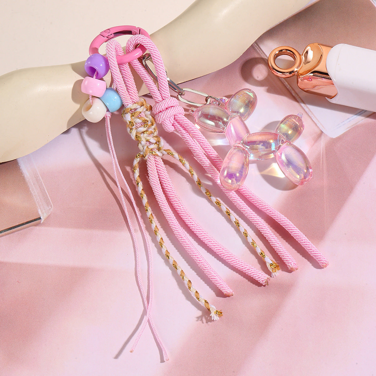 Bow Letter Beaded Keychain Pendant