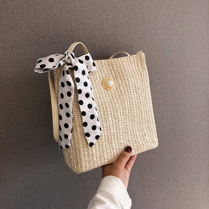 Bow Pearl Bucket Bag