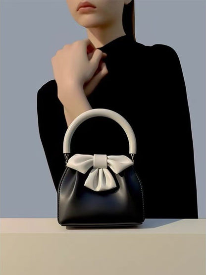 Bow Pleated Small Square Handbag
