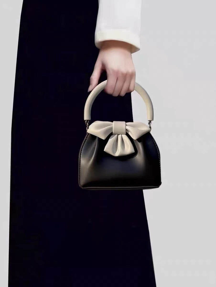 Bow Pleated Small Square Handbag