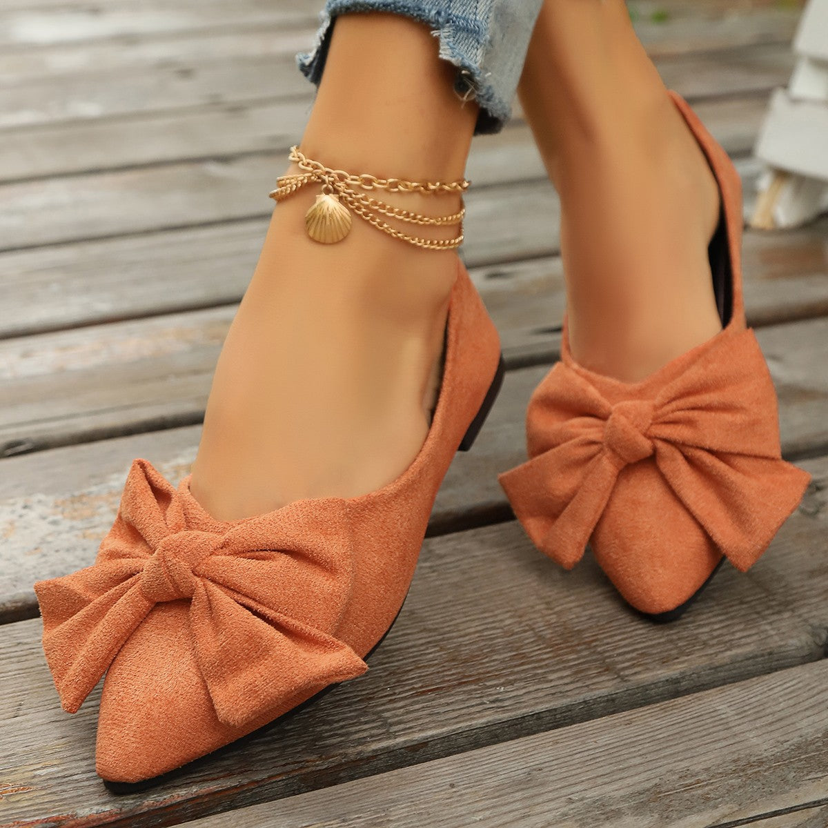 Bow Pointed Toe Flat Shoes for Women