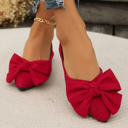 Bow Pointed Toe Flat Shoes for Women
