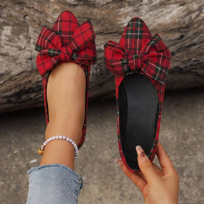 Bow Pointed Toe Flat Shoes for Women