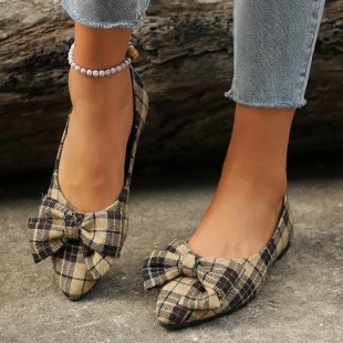 Bow Pointed Toe Flat Shoes for Women
