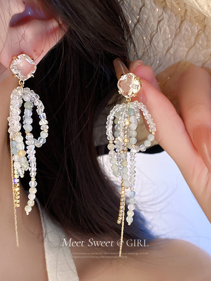 Bow tassel earrings
