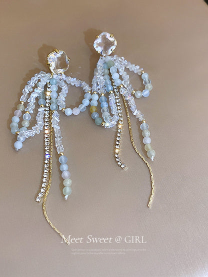Bow tassel earrings
