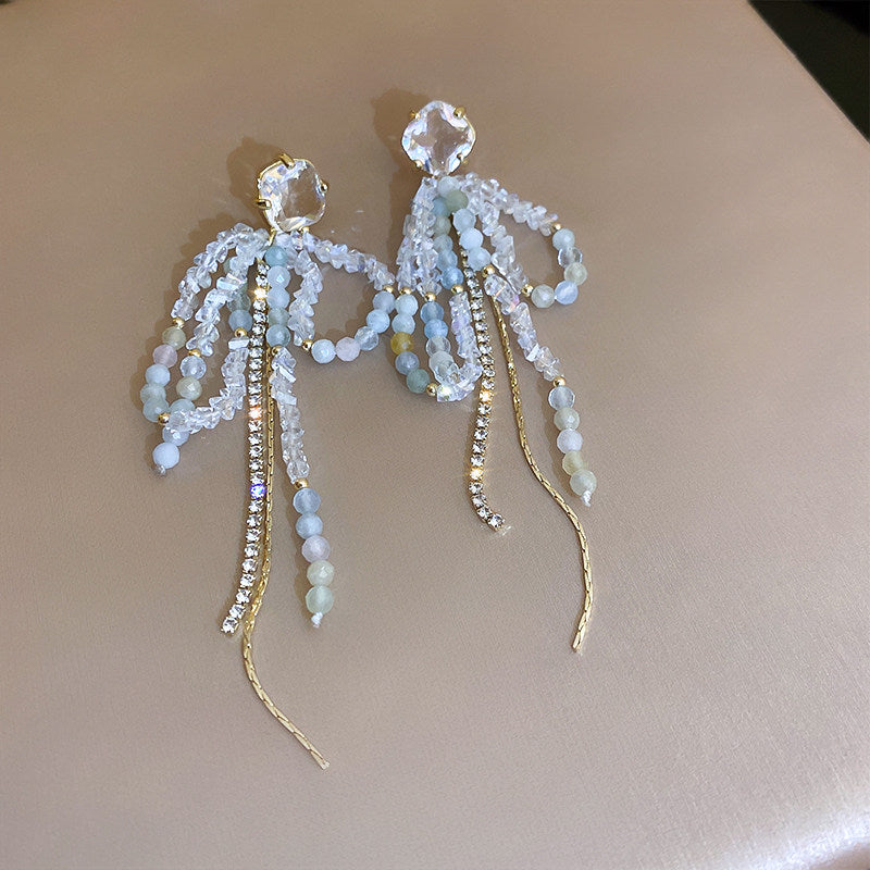 Bow tassel earrings