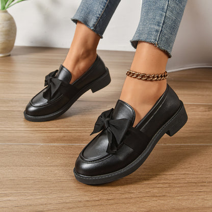 Bow-tie little leather shoes