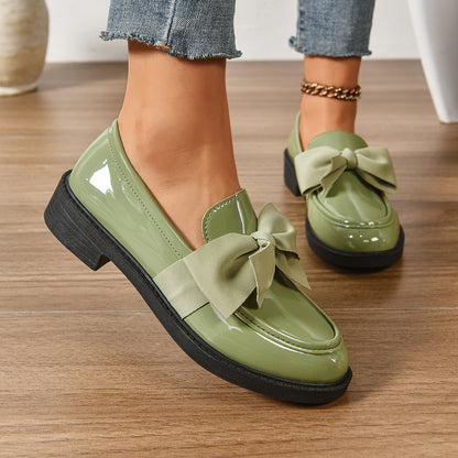 Bow-tie little leather shoes