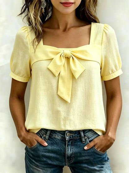 Bow-tie short-sleeve top