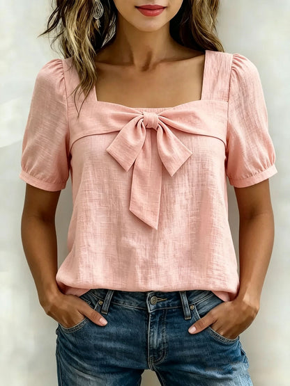 Bow-tie short-sleeve top