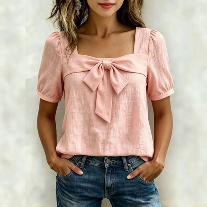 Bow-tie short-sleeve top