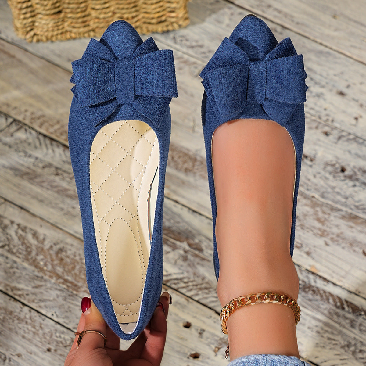 Bowknot Pointed Toe Flat Women Shoes