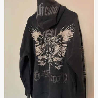 Bowknot-print versatile hoodie