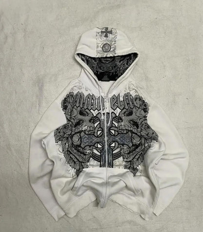 Bowknot-print versatile hoodie