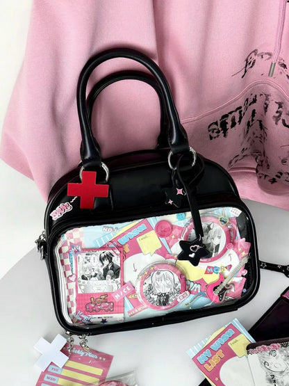 Bowling Style Crossbody Bag with Large Capacity