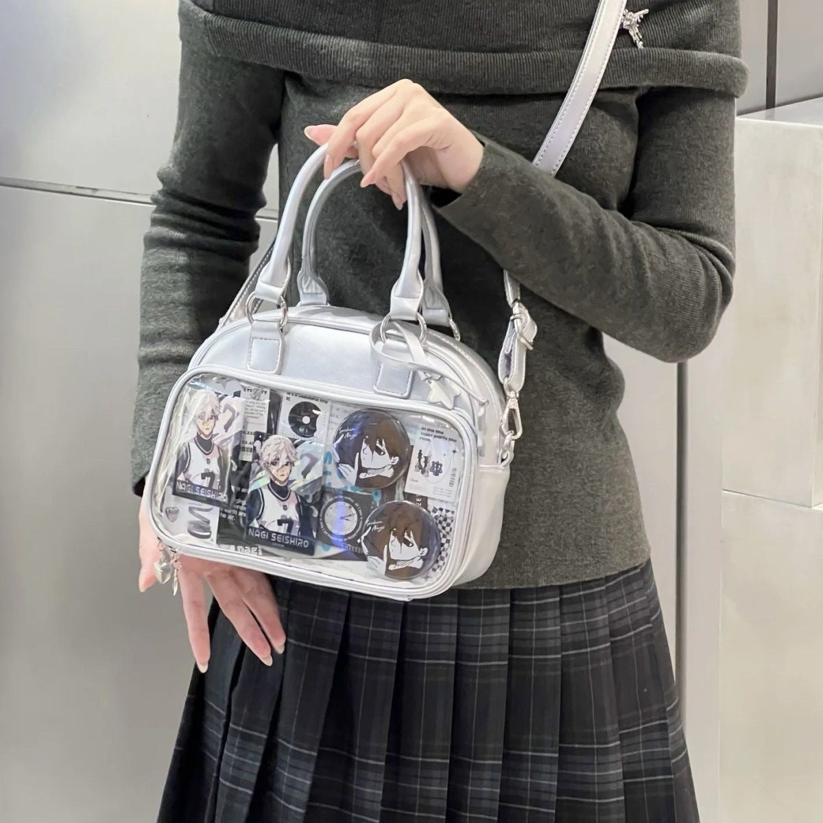 Bowling Style Crossbody Bag with Large Capacity