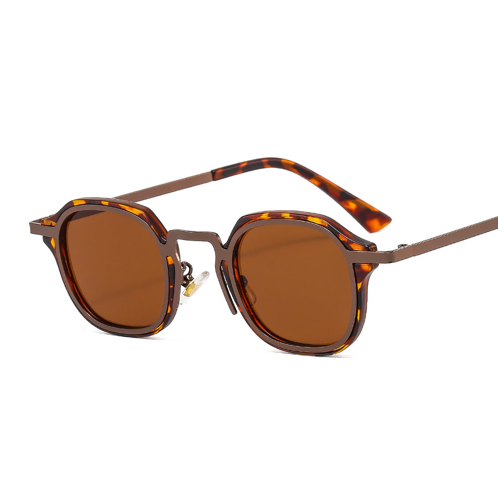 Box Frame Mixed Material Sunglasses
