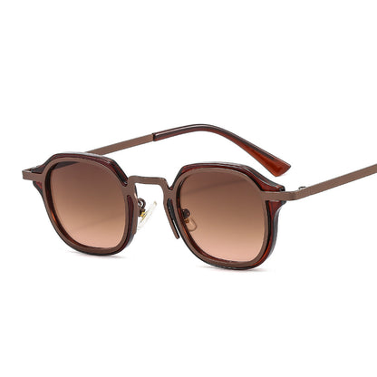 Box Frame Mixed Material Sunglasses