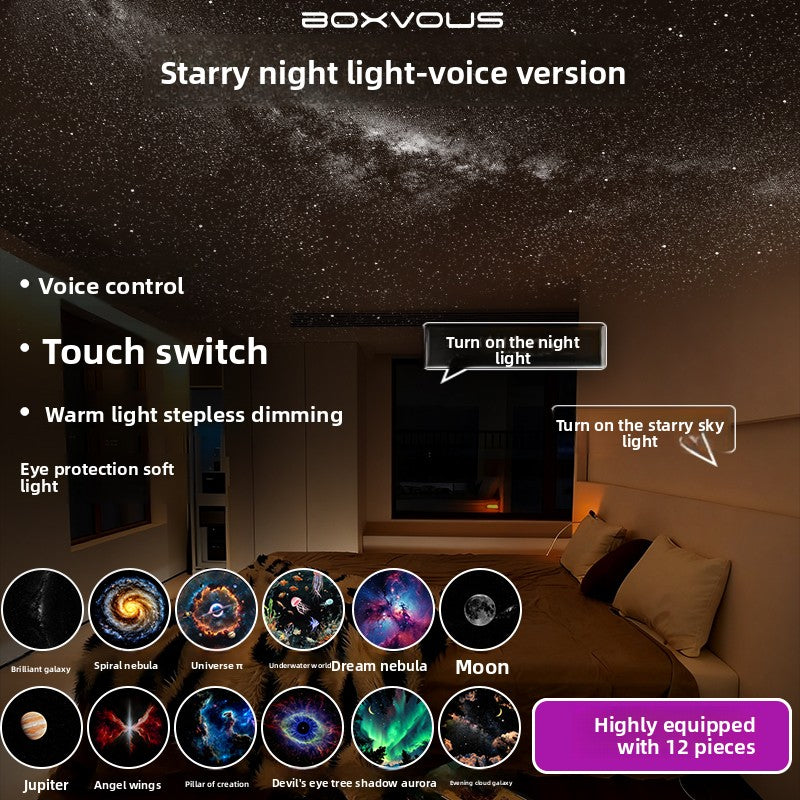 Boxvous Star Projection Night Light with Voice Control