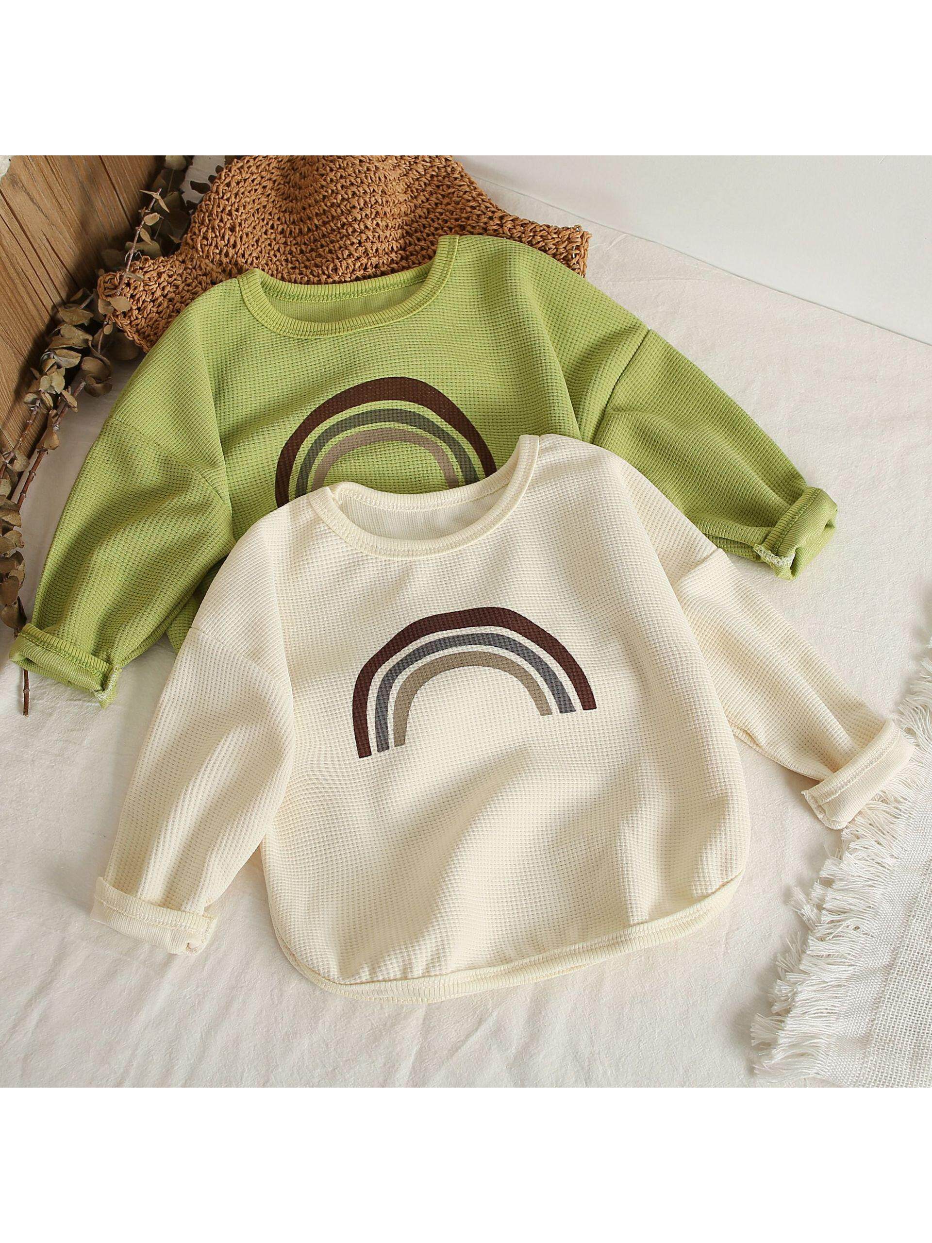 Boys and Girls Baby Spring and Autumn Waffle Knit Sweatshirt