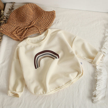 Boys and Girls Baby Spring and Autumn Waffle Knit Sweatshirt