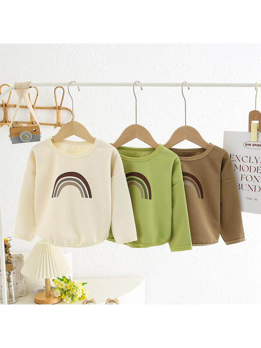 Boys and Girls Baby Spring and Autumn Waffle Knit Sweatshirt