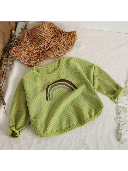 Boys and Girls Baby Spring and Autumn Waffle Knit Sweatshirt