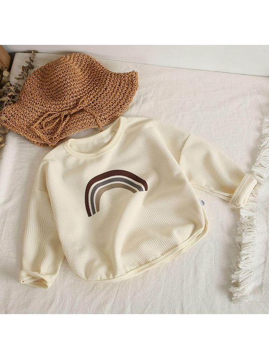 Boys and Girls Baby Spring and Autumn Waffle Knit Sweatshirt