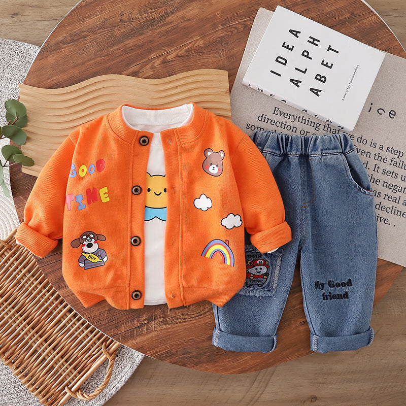 Boys Bear Cardigan Three-Piece