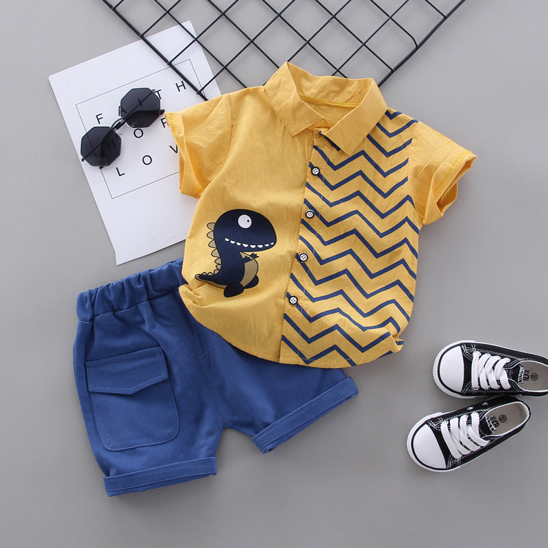 Boys Cartoon Dinosaur Short Sleeve Set