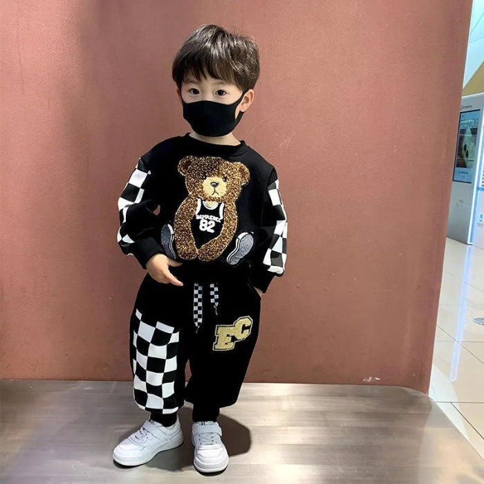 Boys Cartoon Print Sweater and Trousers Set